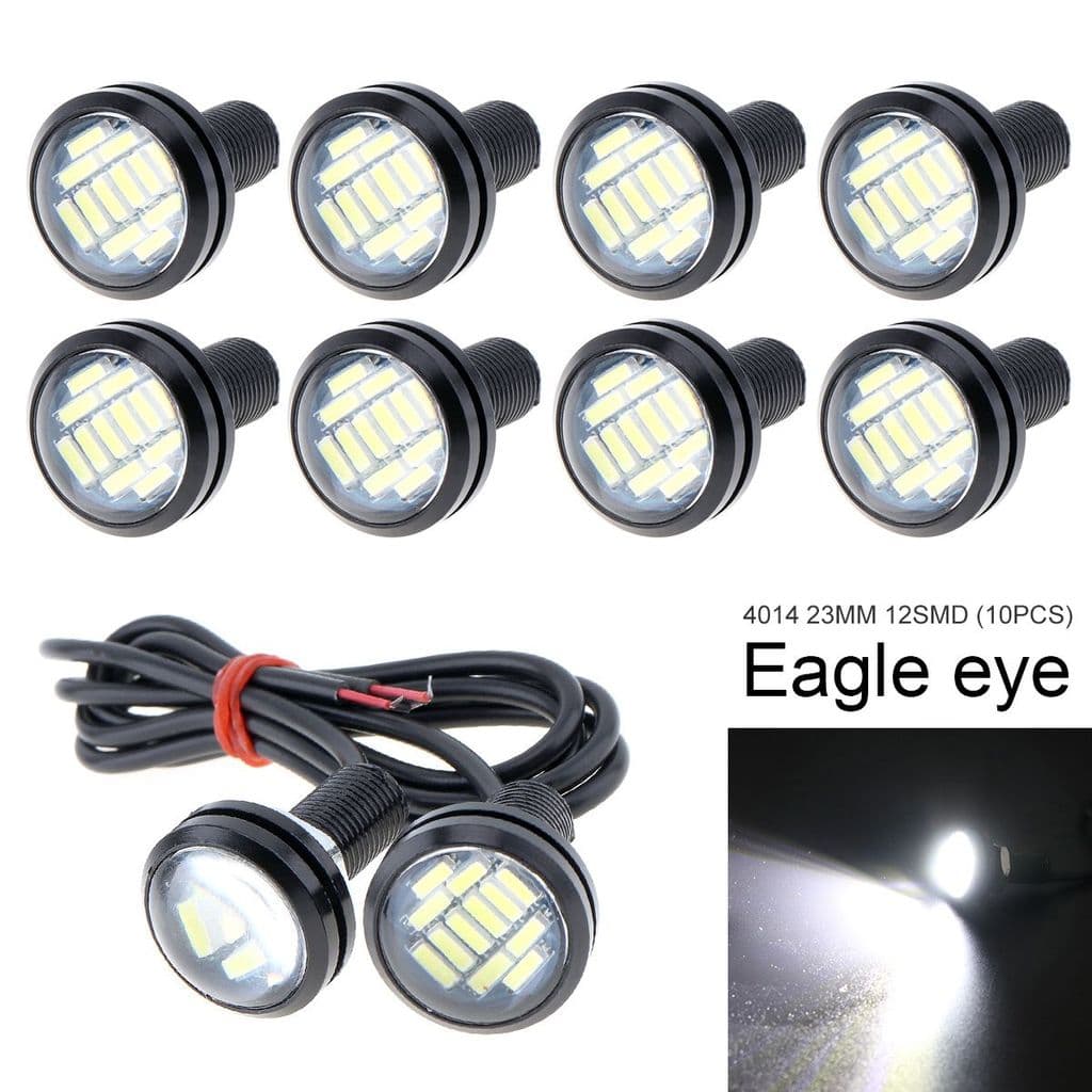 10 Peças 23 mm Olho De Águia 4014 12SMD Branco 12 V Lâmpada DRL De Neblina Para Carro