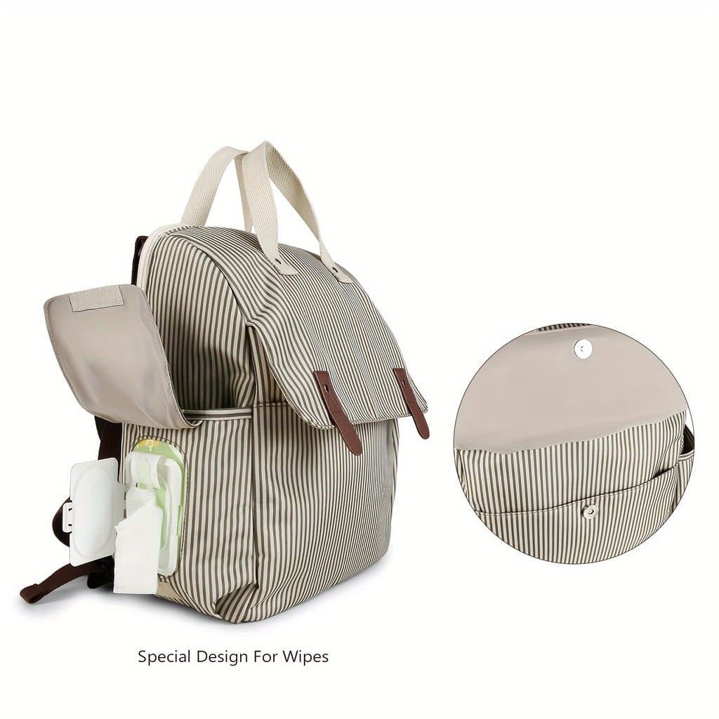 Bolsa Multifuncional para Mãe e Carrinho de Bebê com Alça Dupla e Simples, Inclui Trocador de Fraldas e Compartimento In