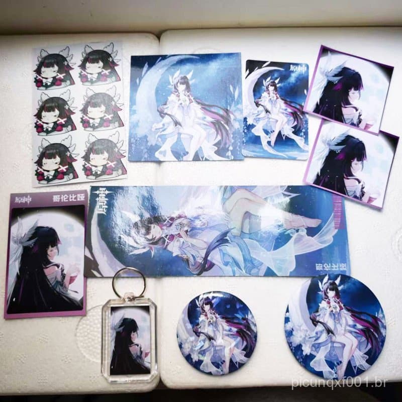 15 Pçs/Set Columbina Presente Conjunto Damselette Coleção Chaveiro Adesivo Crachá Laser LOMO Cartão Postal Nota Pegajosa