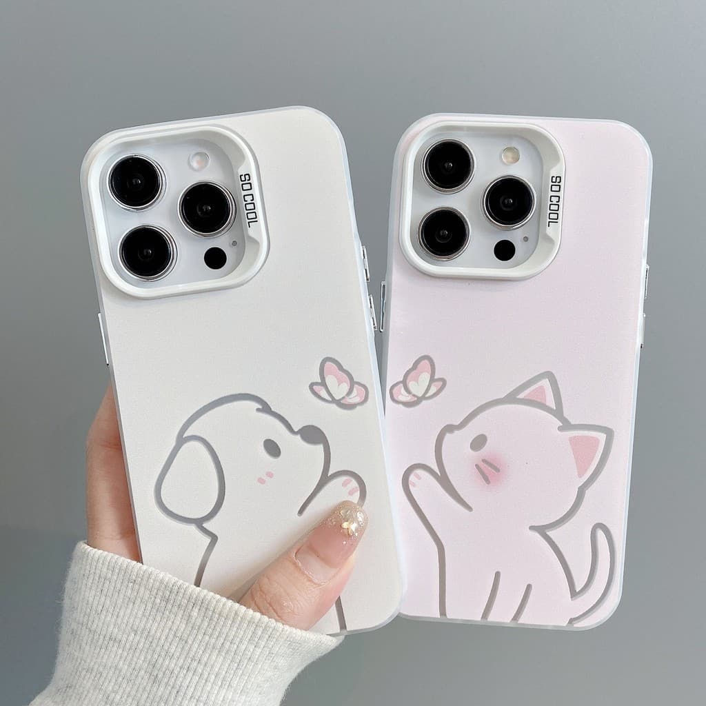 Gato cão borboleta adequado para Apple 17pro caso de telefone 16 caso duro 15/14 dos desenhos animados 13 japão coreia 1