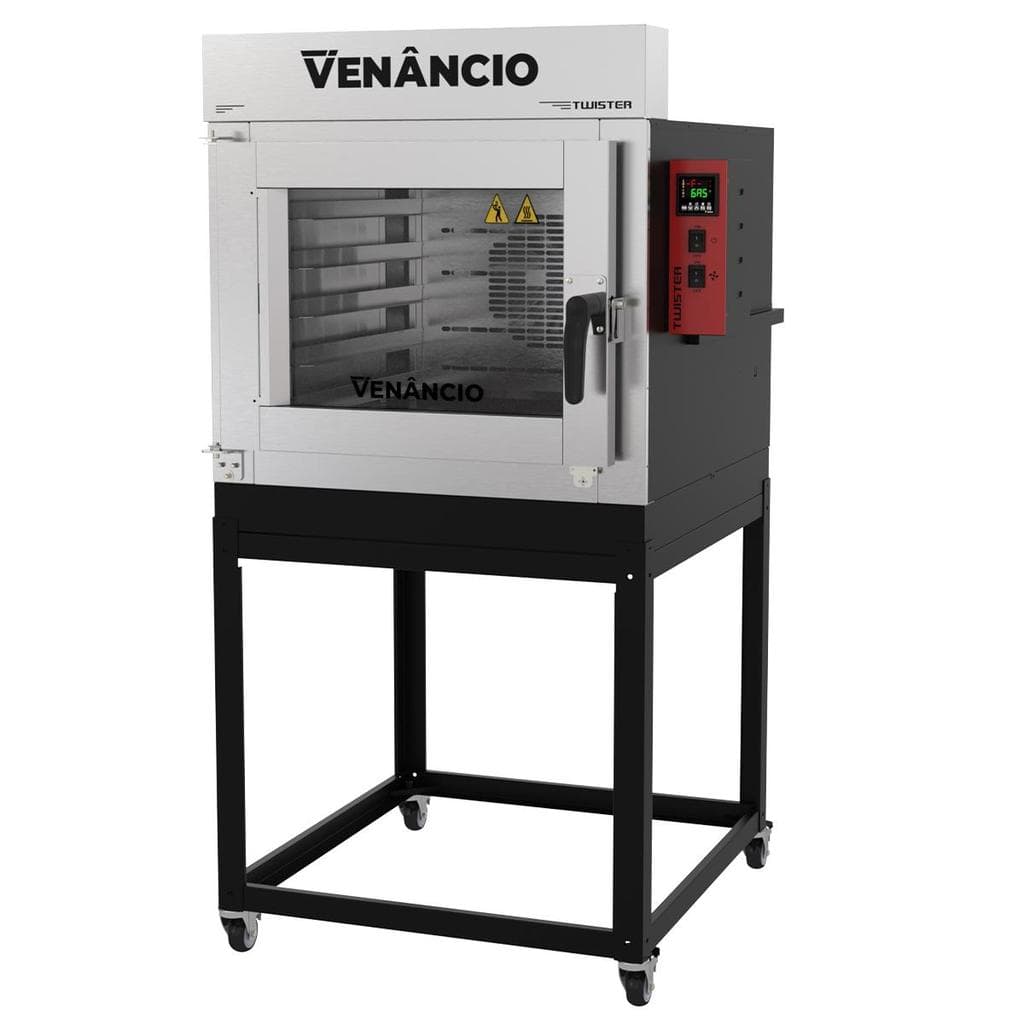 Forno Industrial Turbo Elétrico Venâncio Twister 5 Esteiras Exterior Aço Carbono Interior Inox Cavalete Trifásico 220V