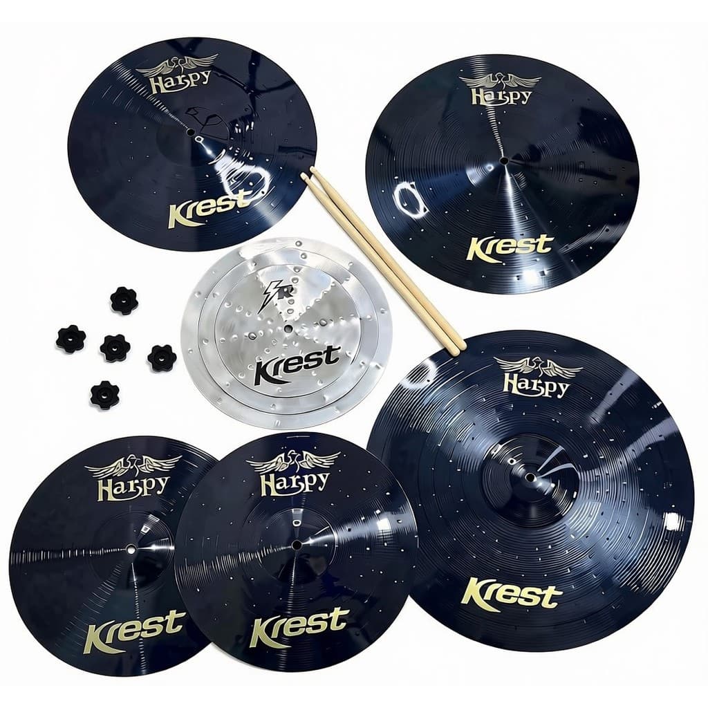 Kit Pratos de Bateria 14 16 18 e 20 Harpy Colors Krest com Stack