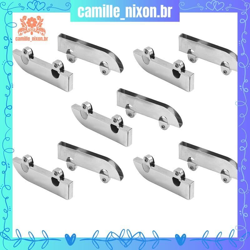 [camille_nixon.br] 10 Peças De Aço Inoxidável Volante Duplo Montanha Palavra slot Porta Deslizante Trilha Polia De Vidro