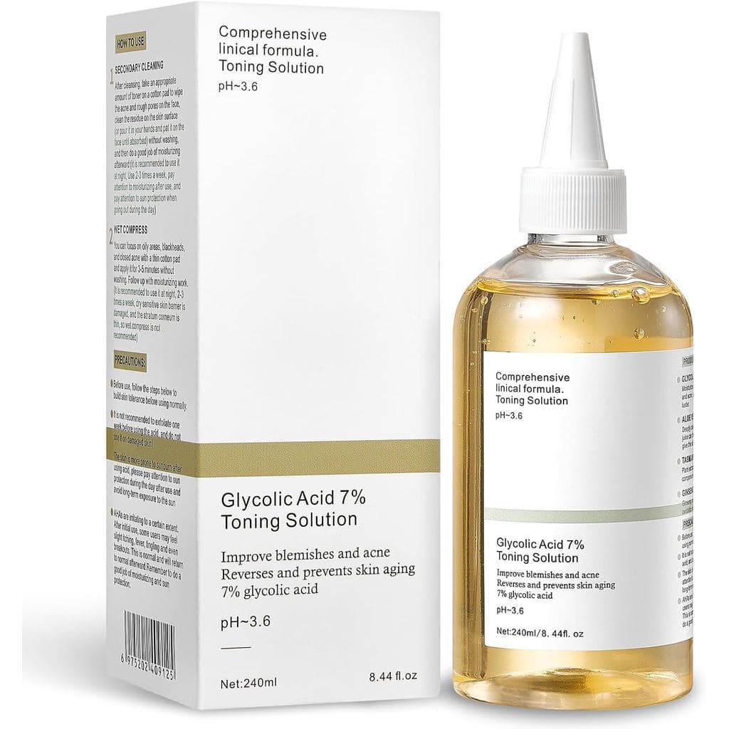 Tônico Esfoliante com 7% de Ácido Glicólico, Tônico Esfoliante Suave, Pele Lisa, Restaura a Vitalidade da Pele e Refresc