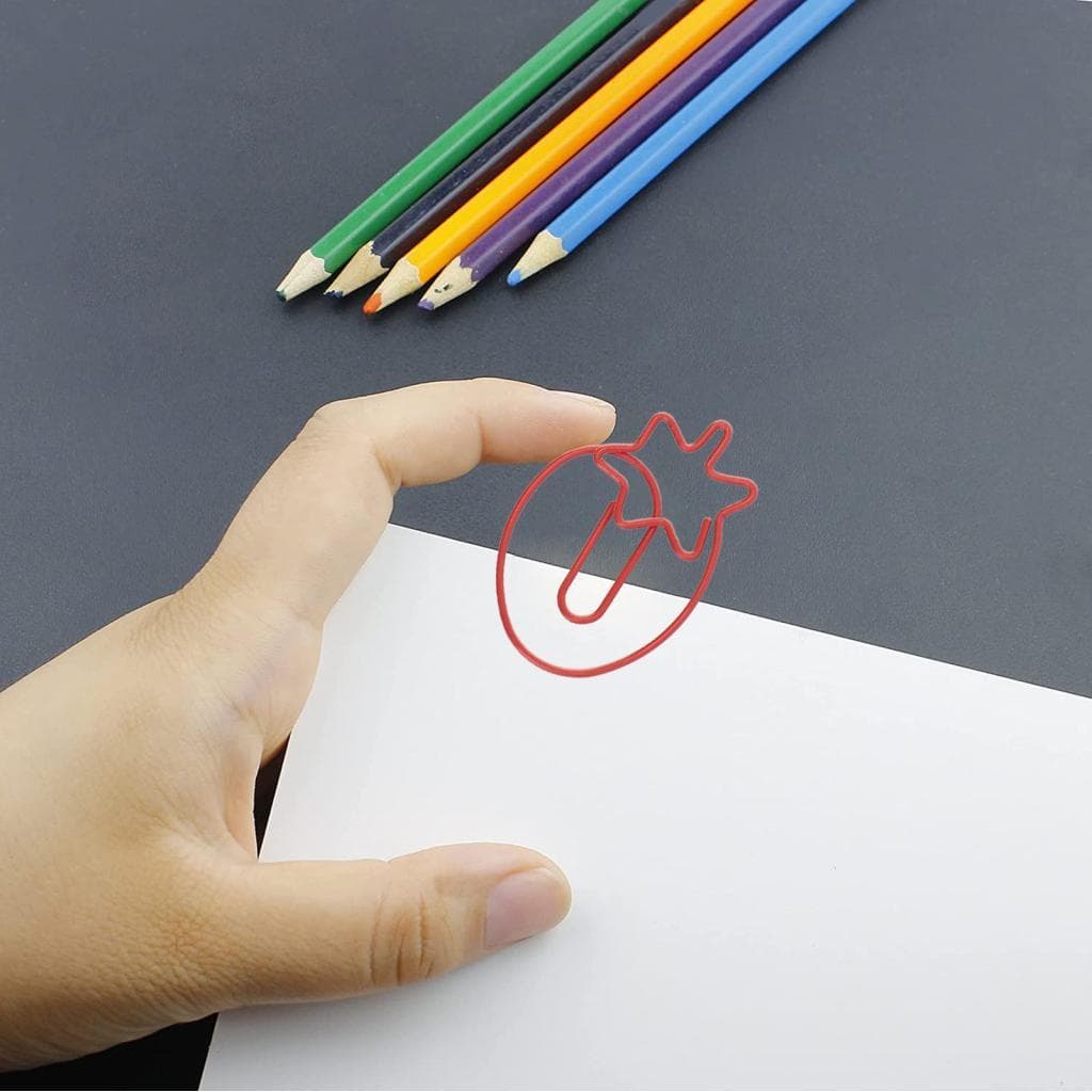 100pcs clipes de papel de morango fio de ferro galvanizado fruta marcador vibrante portátil para biblioteca de