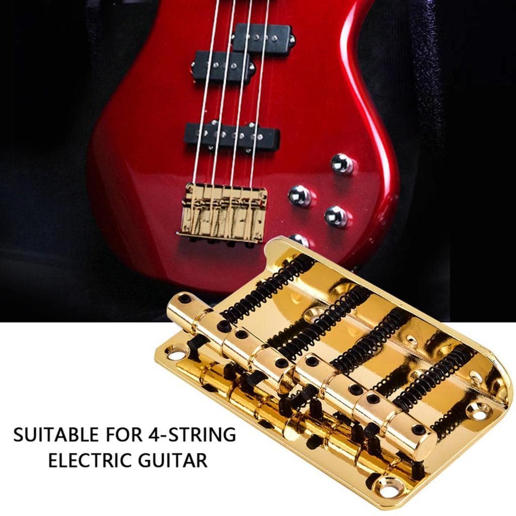 Camerina Ponte de baixo de quatro cordas profissional de metal para 4 guitarras elétricas (prata)