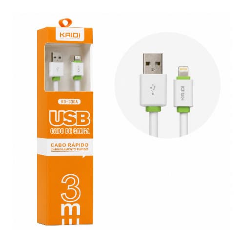 Cabo de Celular USB + Iphone 3M Kaidi