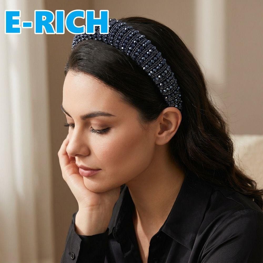 ERICH1 Faixa De Cabeça De Cristal Barroco , Cabelo De Esponja Elegante Brilhante , Contas Espessadas , Acessórios Vintag