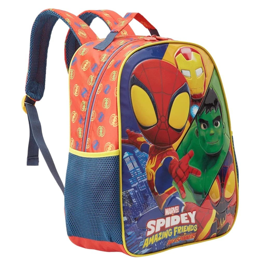 Mochila Costas Infantil Escolar Spidey Friends Miles Hulk Homem de Ferro Xeryus 13383