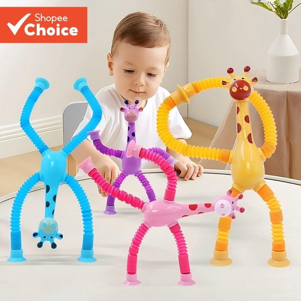 4 Conjuntos De Brinquedos De Girafa Telescópicos Iluminados Com Ventosas , Jogo Educacional Para Pais E Filhos