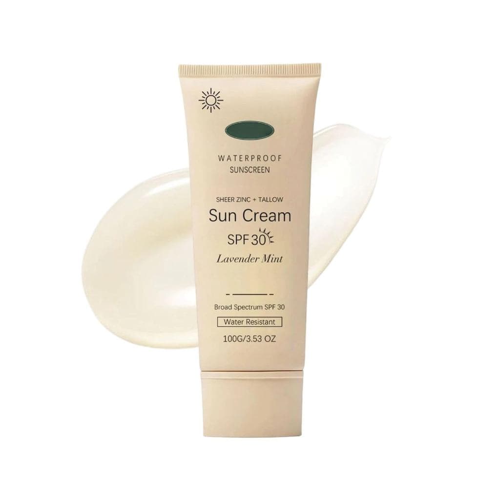 Protetor Solar de Sebo Bovino SPF 30, Creme Solar Transparente de Sebo para Rosto e Corpo, Protetor Solar de Amplo Espec
