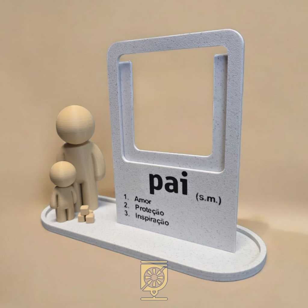 Porta Retrato Dia dos Pais com Foto Personalizada Bonecos 3D Presente Criativo Decoração