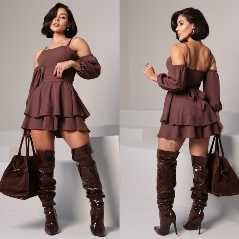 Macaquinho  Cigana  feminino acinturado com manga e laço alças ajustáveis moda feminina elegante festas