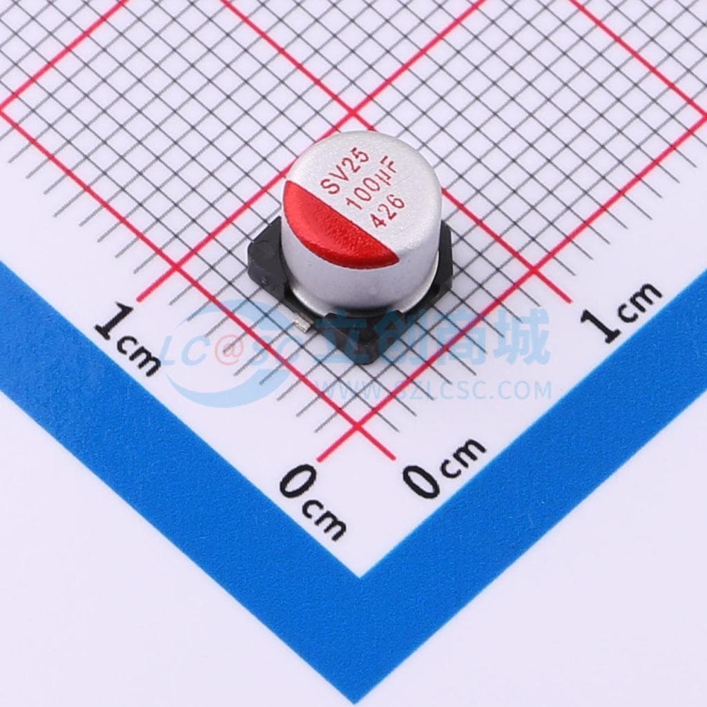 Capacitor de estado sólido SV101M250E5R8R4Z00ZZ SMD, D6.3 XL5.8mm 100uF ± 20% 25