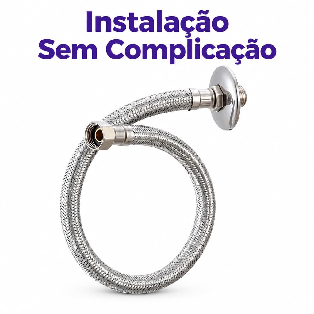 Engate Flexível Trançado Aço Inox 60cm 1/2" Para Torneira Caixa Acoplada Dazie Metais