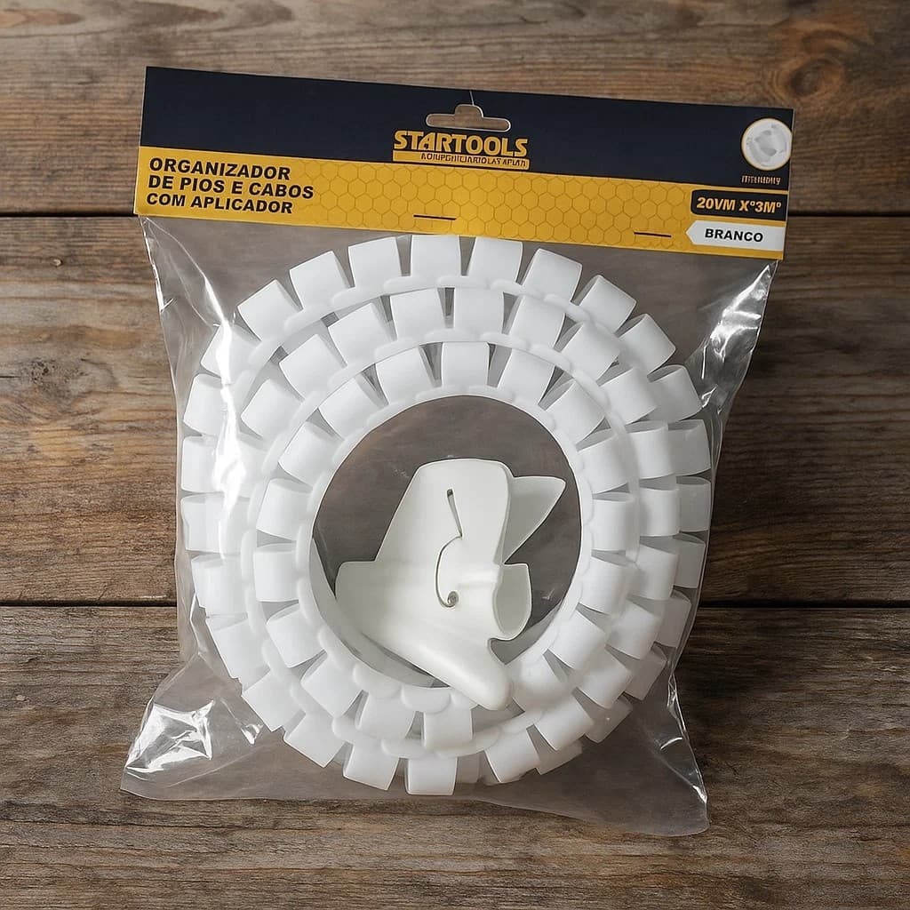 Organizador Cabos Fios Aplicador Ajustável Branco 20mmx2m Gestão Prática Espaço