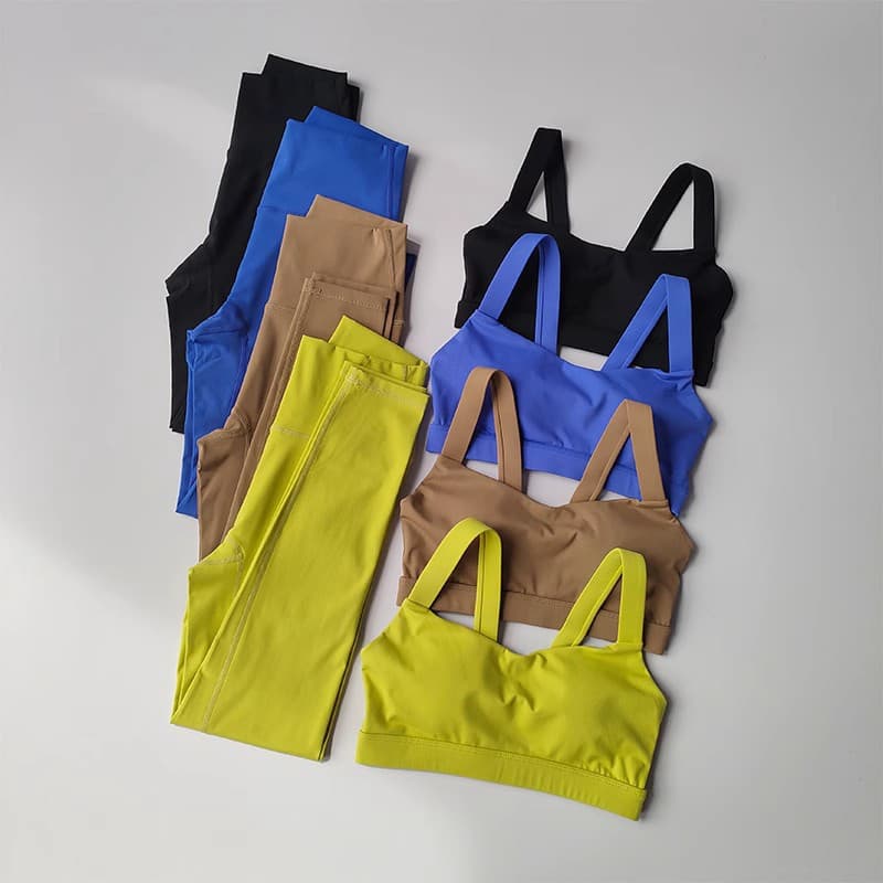 Conjunto de Yoga Sem Costura para Mulheres, 2 Peças, Roupas Esportivas de Ginástica, Sutiãs de Cintura Alta, Conjuntos E