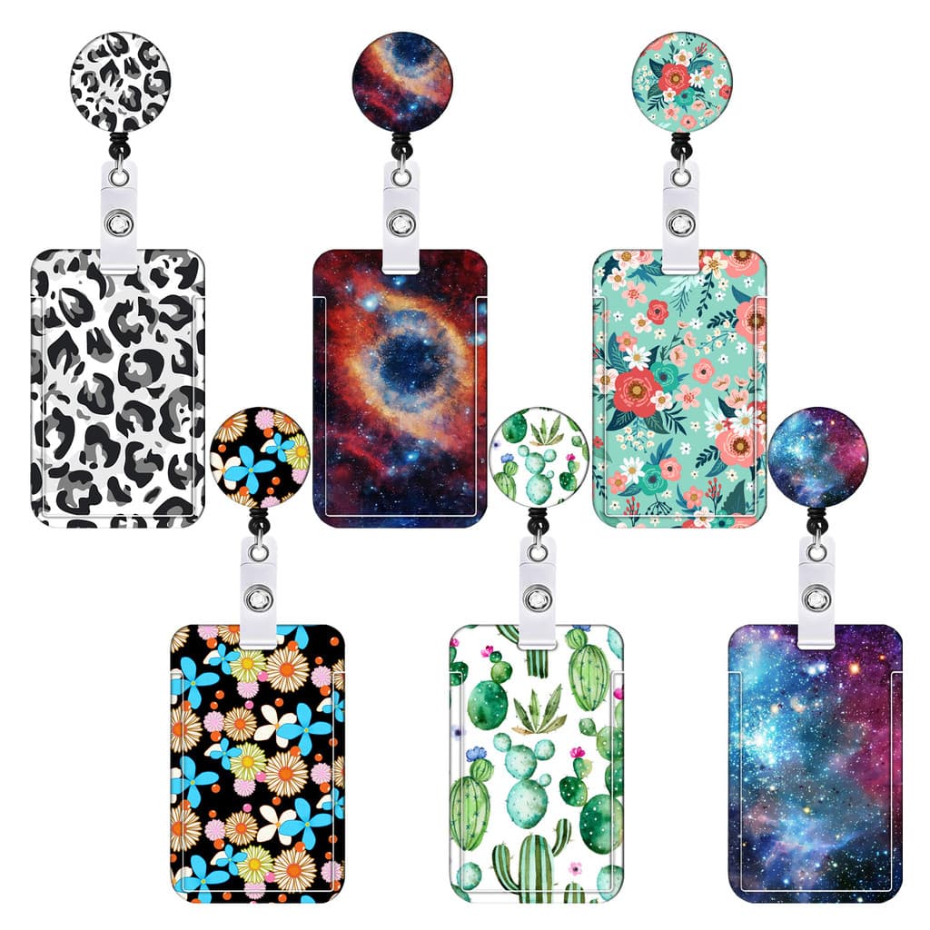 [Estoque pronto] Floral Cactus Leopardo Estampa Céu Estrelado Borboleta Impressão Colorida Retrátil Fácil Puxar Fivela F