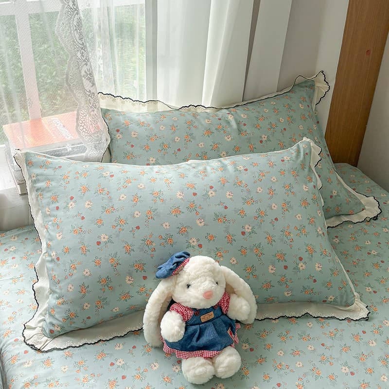 Fronha Envelope Floral 100 % Algodão Com Fio De Camada Dupla De Renda 48 * 74 Cm