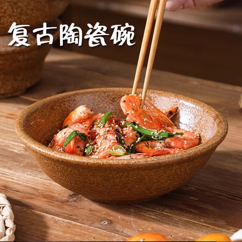 Conjunto de talheres de cerâmica retrô japonês Pratos domésticos Pratos Tigelas de sopa Tigelas de macarrão Panelas de s