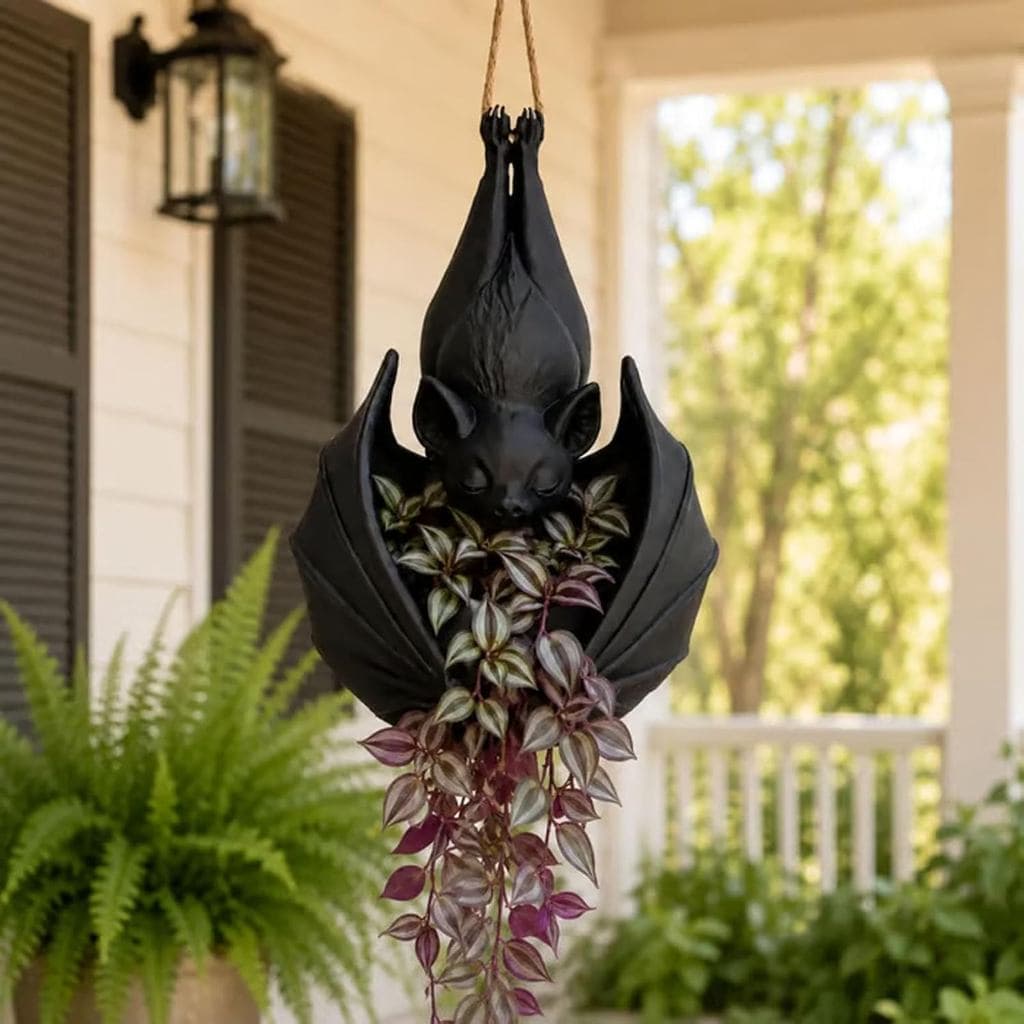 COD Plantador Suspenso Em Forma De Morcego Gótico , Suporte Para Vaso De Flores De Parede De Resina , Decoração Assustad