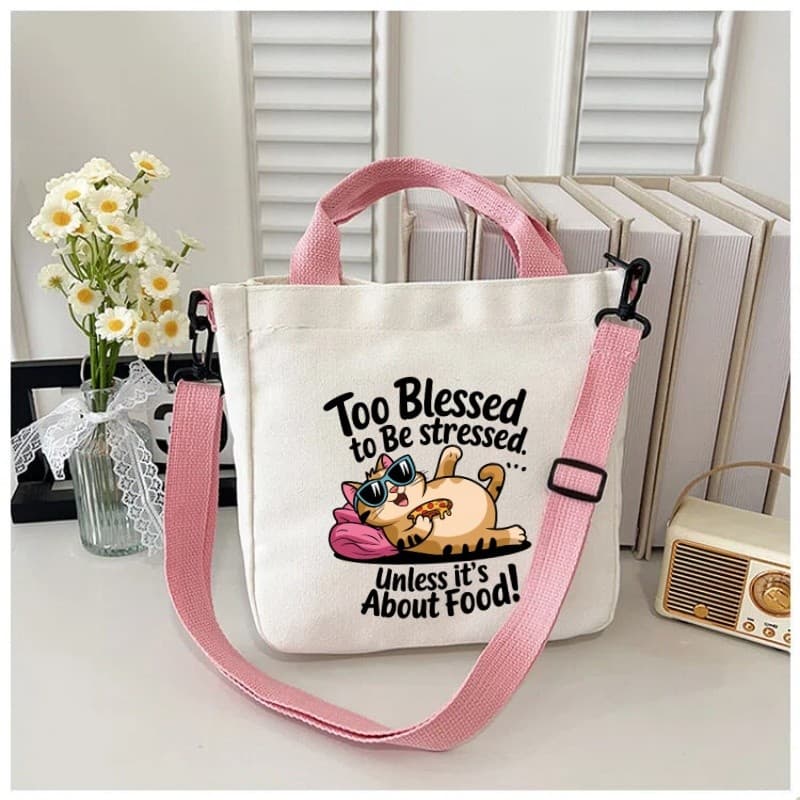 Gato Bonito Impresso Bolsa De Ombro Moda Lona Sacola Impressa crossbody Saco Crianças Adulto Presente Aniversário