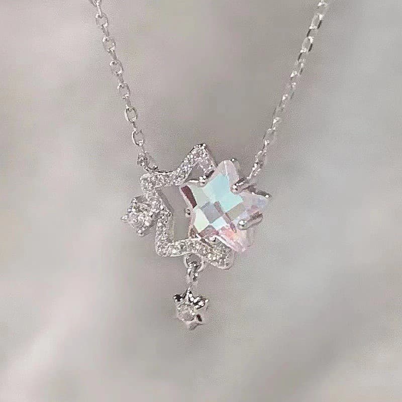 {Shining Gemini} Phantom Star Colar Luz Luxo Nicho High-End Clavícula Corrente Verão Feminino