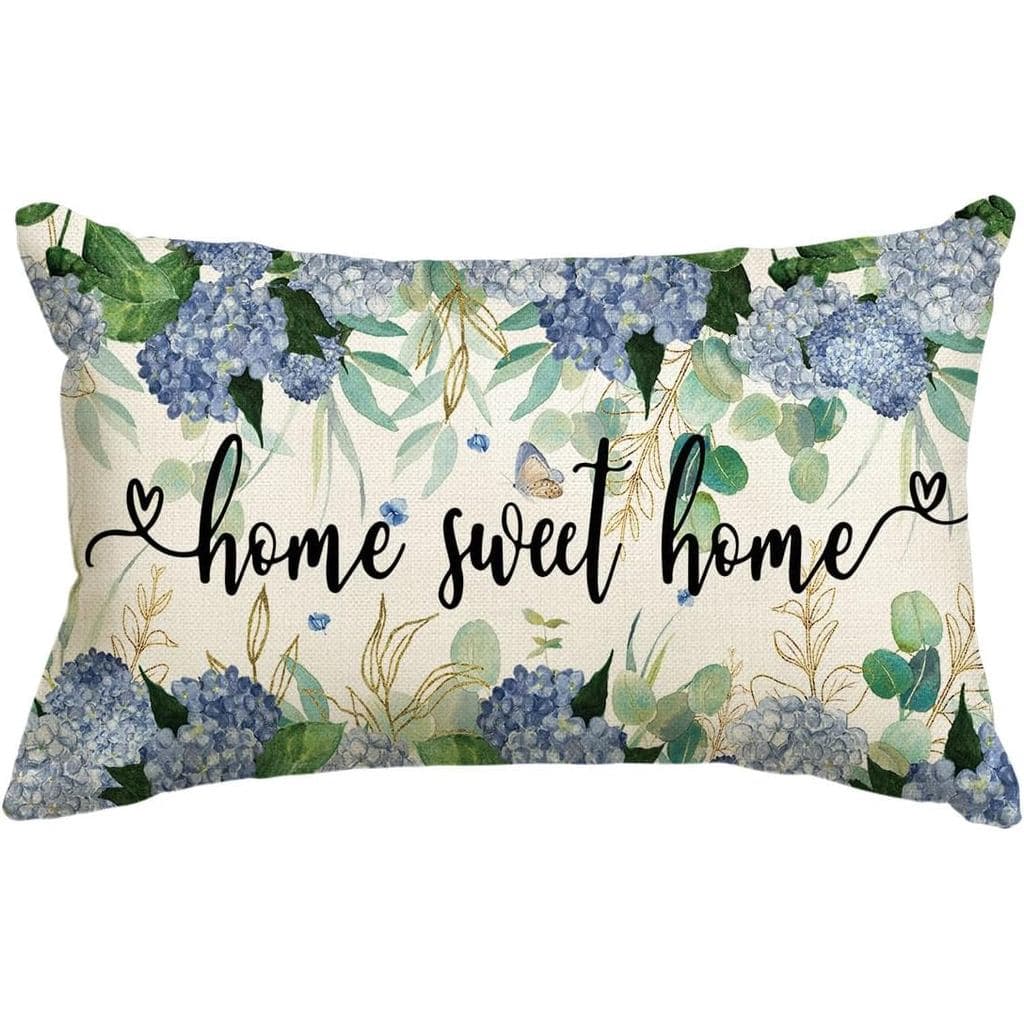 AVOIN colorlife Hydrangea Flowers Spring Throw Pillow Cover, 12 x 20 Inch Seasonal Cushion Case Decoration for Home Sofa