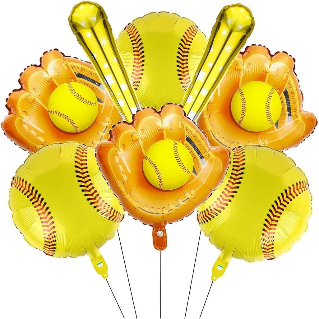 8 balões de softball - Balões de beisebol para decorações de festas de softball - Decorações de festas de aniversário co