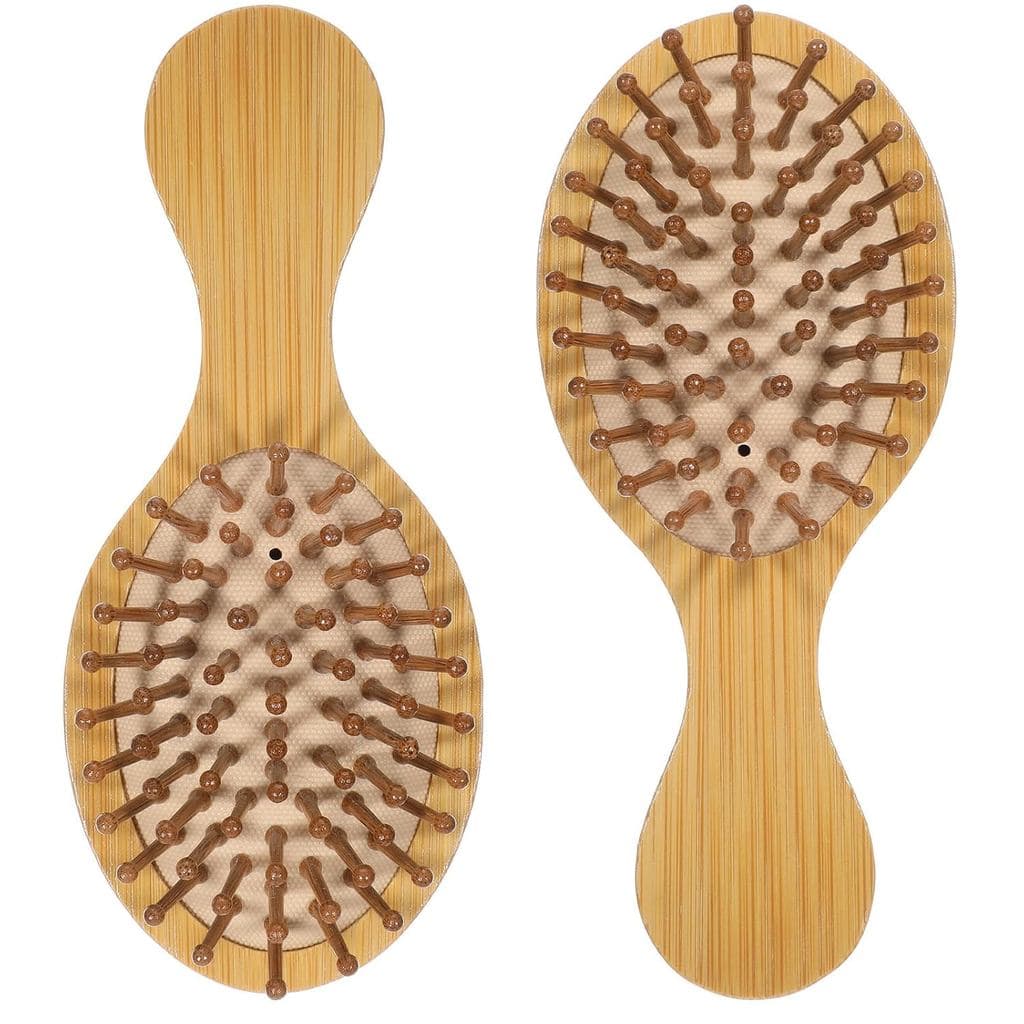 2 escovas de bambu mini para crescimento capilar, mini escova de cabelo com cabo de bambu, escova de cabelo de madeira n