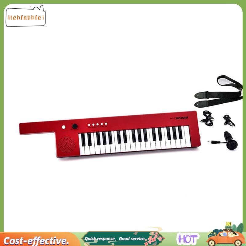Portátil 37 Teclas Teclado Eletrônico Piano Mini Órgão Estilo Guitarra Musical , Vermelho