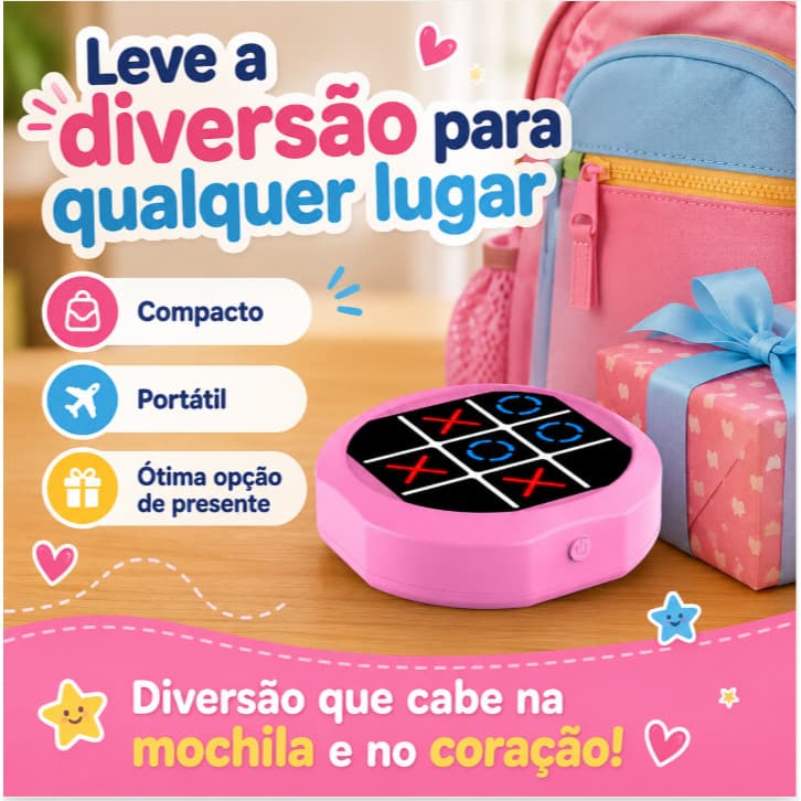 Jogo Da Velha Digital Eletronico 4 Em 1 Recarregavel Usb Led EducativoInterativo Portatil Memoria