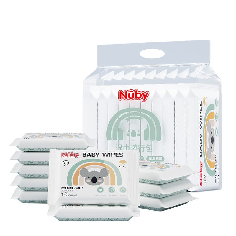 Nuby Nuby Lenços umedecidos infantis, bolsa pequena, portátil, estudantes da escola primária, bebês recém-nascidos, mão,