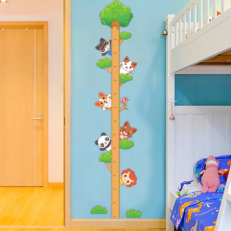 Quarto das crianças dos desenhos animados altura adesivos decoração de parede registro bebê altura adesivos instrumento