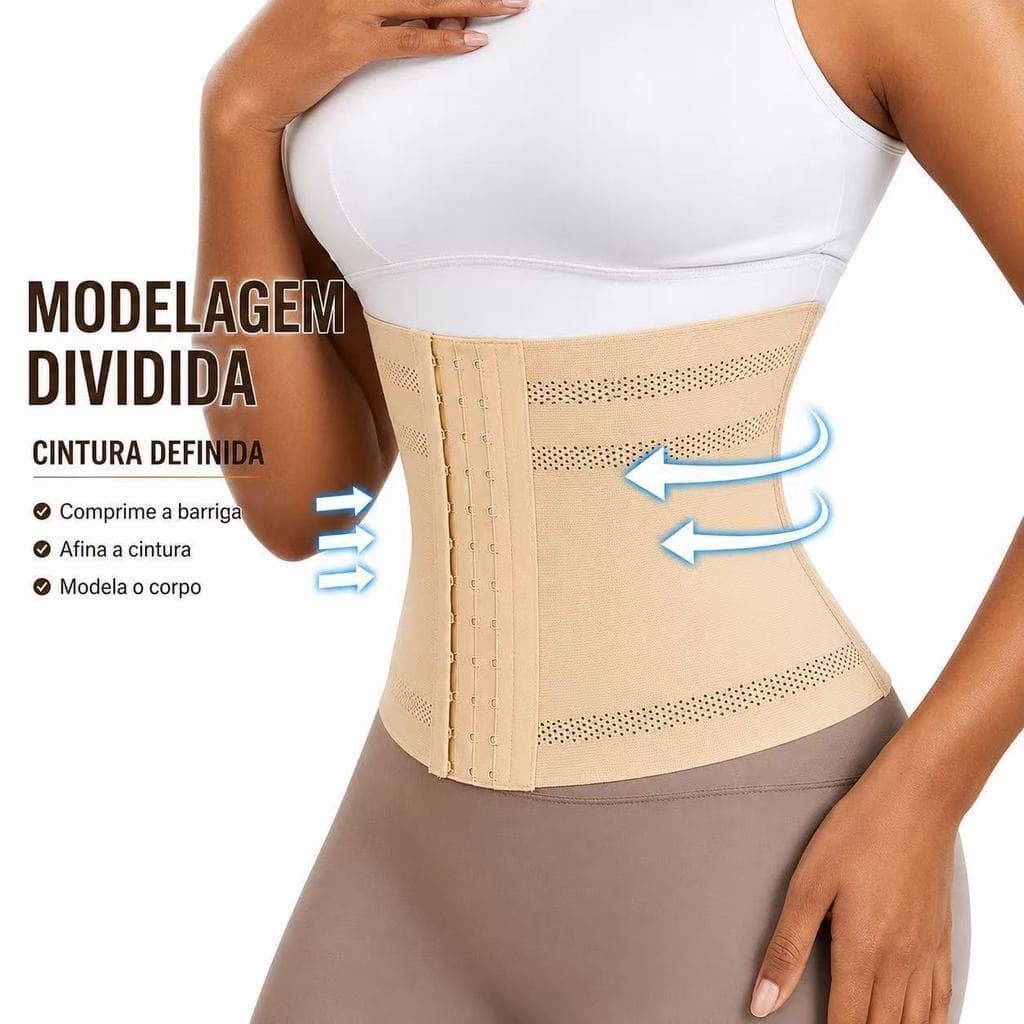 Modelador de Cintura Espartilho Emagrecedor Cinta Modeladora 2 em 1 Pós-parto Respirável