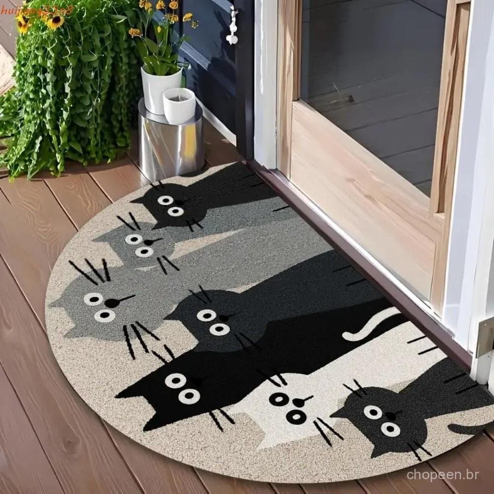 Tapete absorvente para gatos, tapete de banheiro com desenho de animal, tapete macio e antiderrapante para decoração.