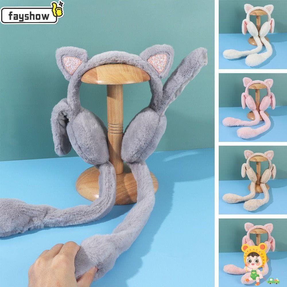 Protetores De Orelha FAYSHOW Com Aba Fofa Inverno Quente Engraçado Gato De Pelúcia