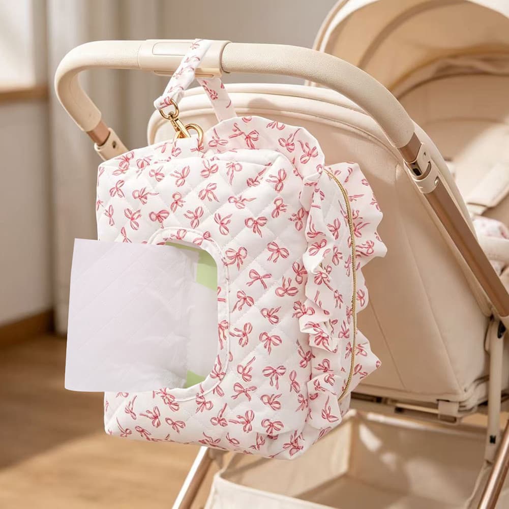 Bolsa De Limpeza De Fraldas Gingham Feita À Mão Com Babados Para Viagem Dispensador De Estojo Presente Mamãe