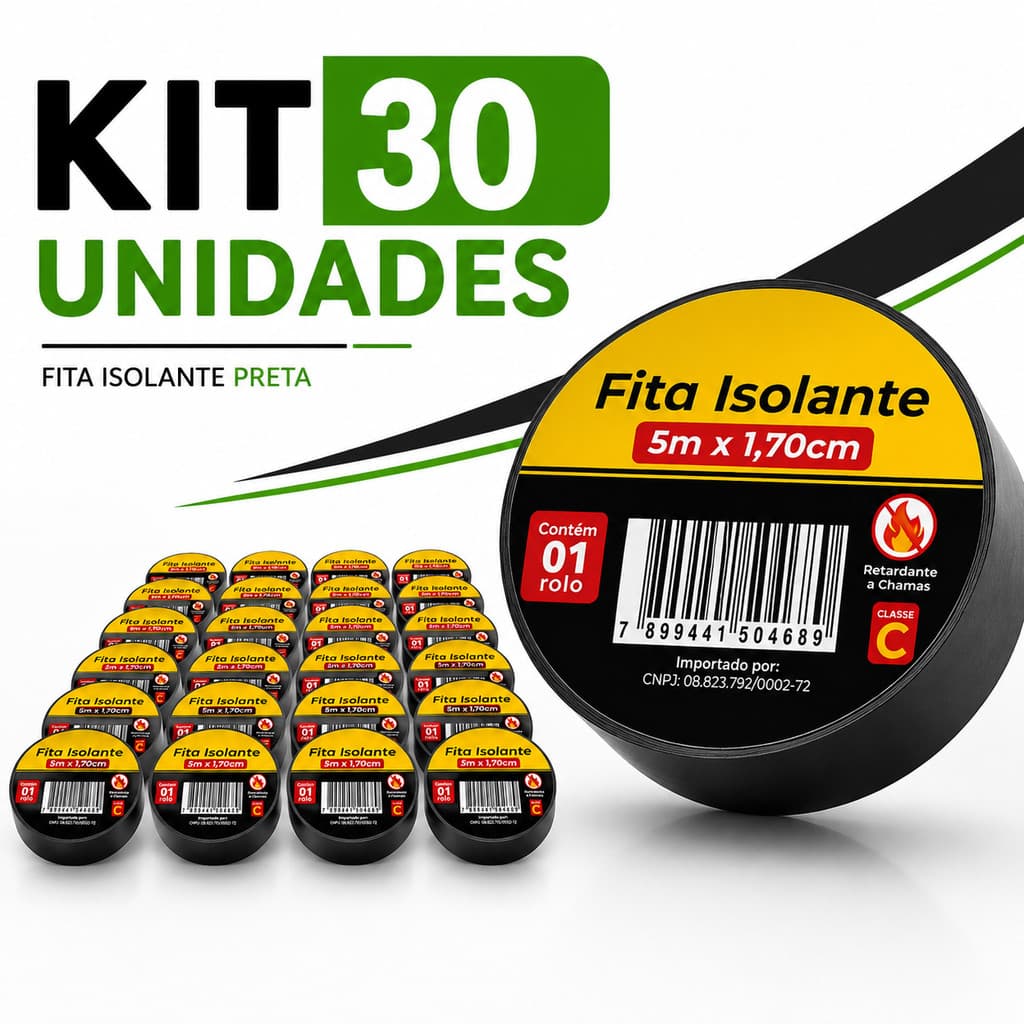 30/20/10 Fitas Isolante Atacado para Revenda Antichamas 5m Preta para Fios Emendas Envio Rápido