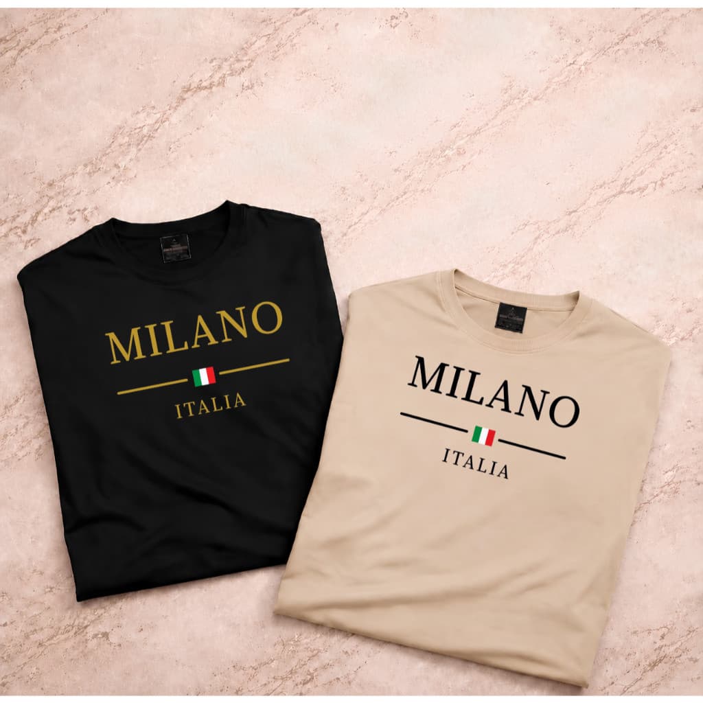 Kit 2 Camisetas Básica Milano Itália Premium Masculina Feminina Unissex  Casual  Básica 100% algodão