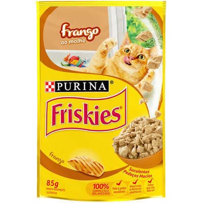 Kit com 15 Saches - Ração Úmida Friskies Adultos Frango ao Molho sachê 85g - Caixa Fechada com 15 unidades