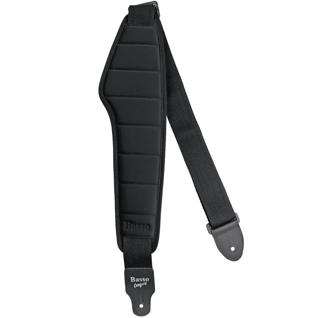 Correia Basso CONFORTO MÁXIMO Violão Guitarra Baixo Preto acolchoada, espuma tripla, 12,5 cm larga