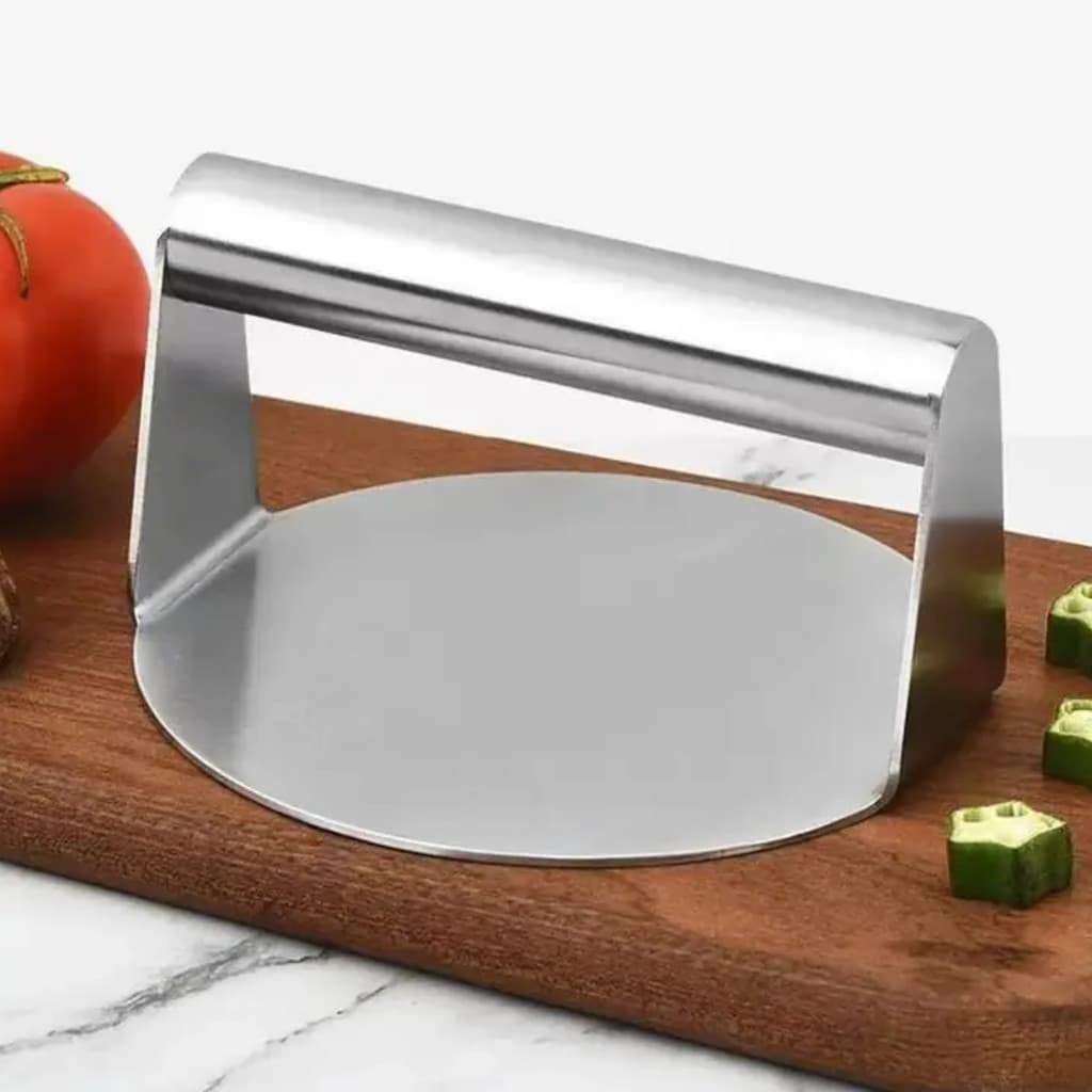 Prensa para Hambúrguer Smash Redonda 10cm em Aço Inox