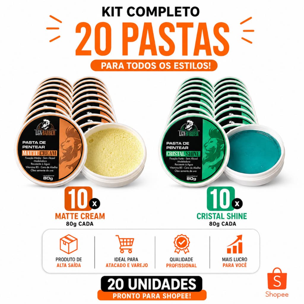 20 Pastas (10 matte cream + 10 cristal shine) 80g - LGN Barber