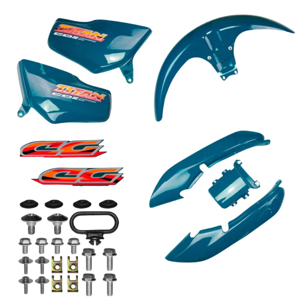 Kit carenagem Titan 125 verde 97-99 c/ adesivos