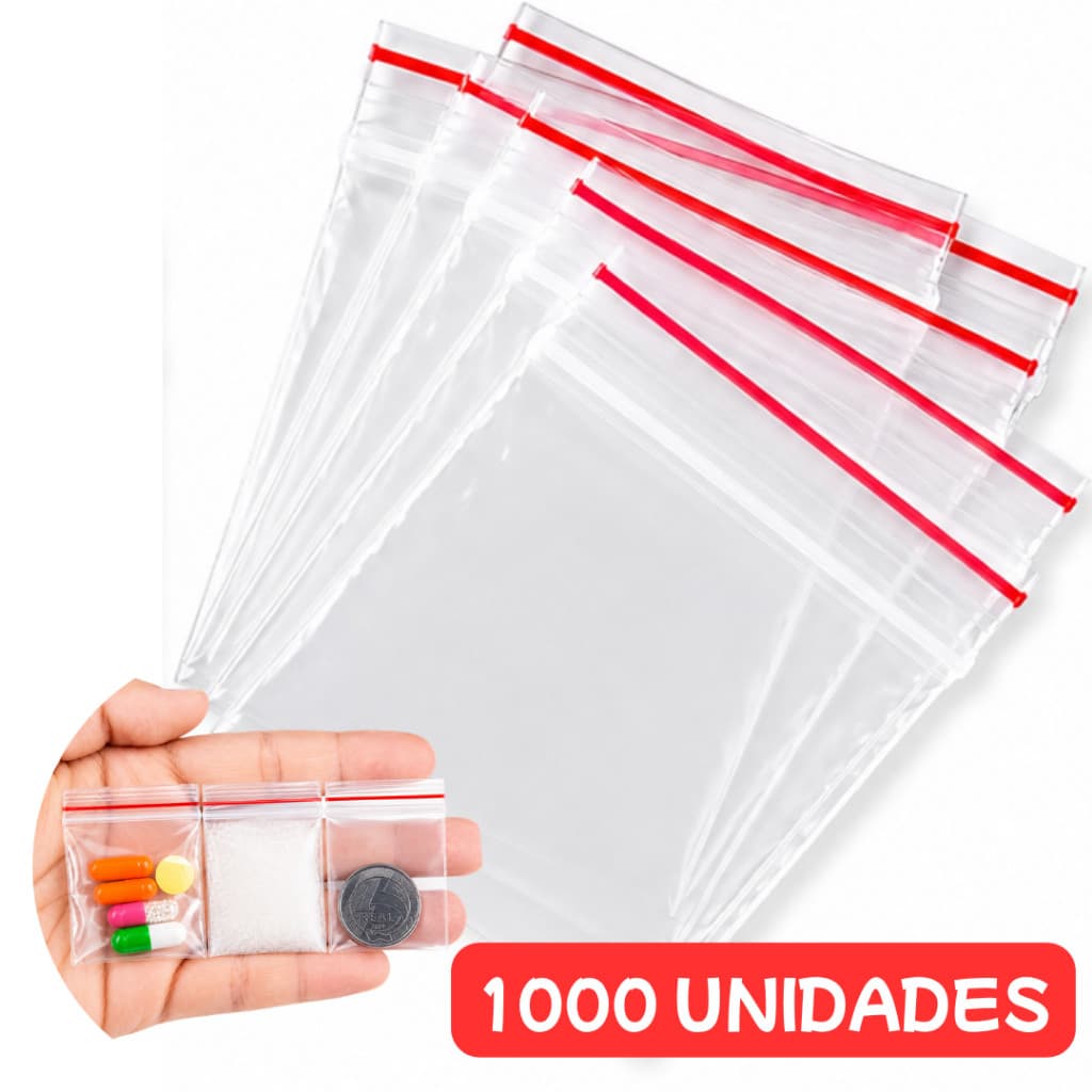 1000 Saco Zip Abre E Fecha Zip Lock Hermetico Transparente 4x4cm