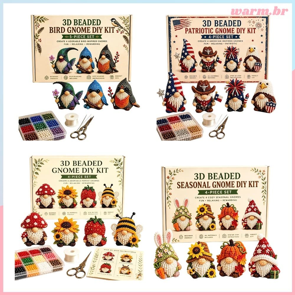 Kit DIY De Gnomo Com Miçangas , 4 Pacotes , Enfeites Coloridos Para Decoração De Festa [waroom.br]