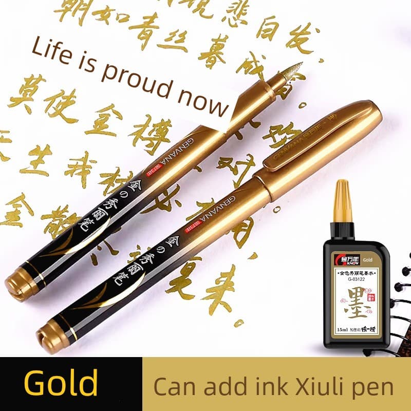 🔥 caneta de caligrafia 🔥 VENDA QUENTE caneta tinteiro caneta dourada Jin Wannian Golden Xiuli Pen Caligrafia De Cabeça