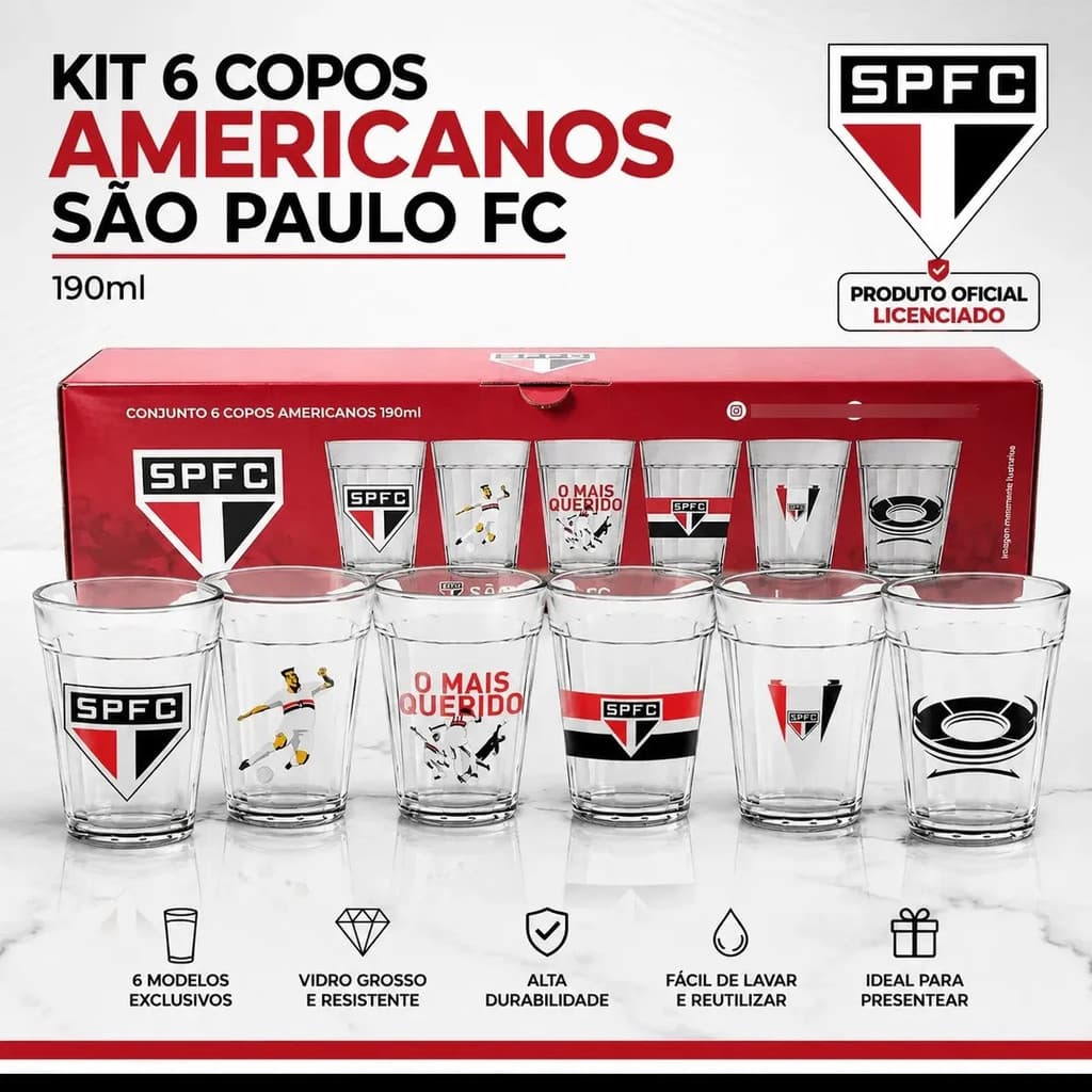 Conjunto De Copo Americano São Paulo Futebol Oficial 6 Peças