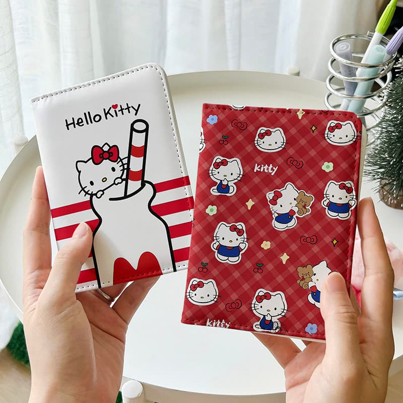 Sanrio Hello Kitty porta-passaporte bolsa de documentos capa protetora porta-cartões multifuncional viajando no exterior